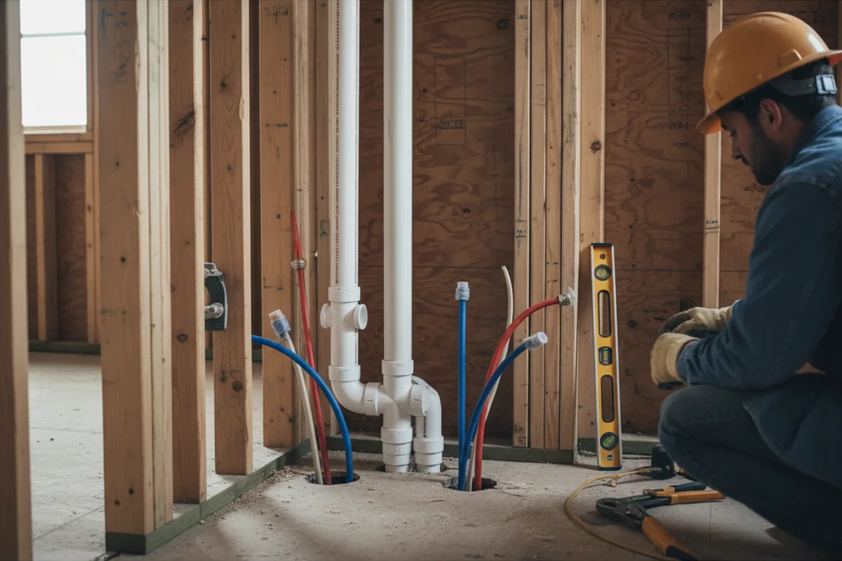 Drain and supply rough-in during Leak Detection in Ridge Spring